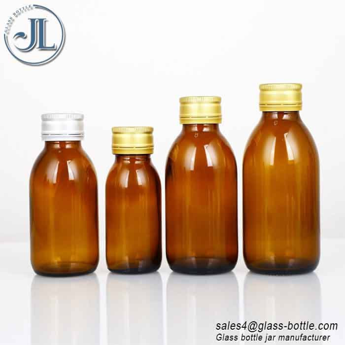 بطری شیشه ای دارویی ۱۲۰ میلی لیتر قهوه ای با درب